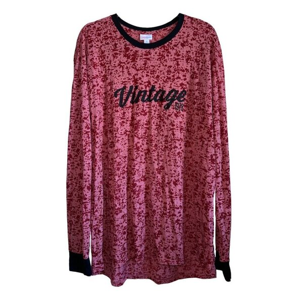 LuLaRoe Tops - Vintage Long Sleeve Lularoe Shirt Pink Red Leopard Print Black Trim Women's XL